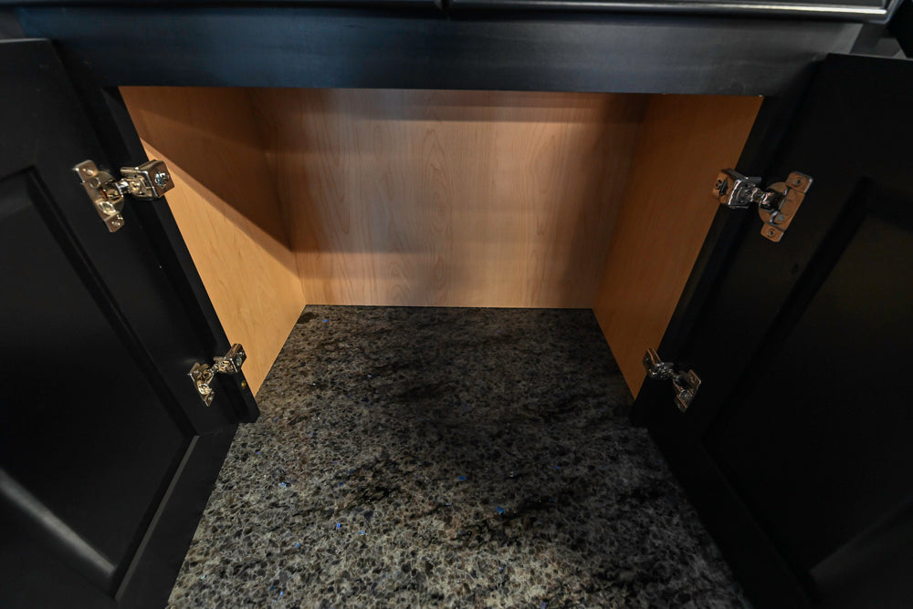 Mid Continent Sullivan Cherry Carbon Transitional Corner Pantry with Sink and Faucet