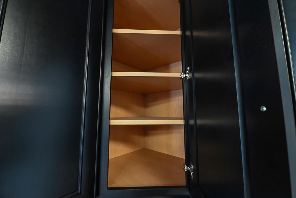 Mid Continent Sullivan Cherry Carbon Transitional Corner Pantry with Sink and Faucet