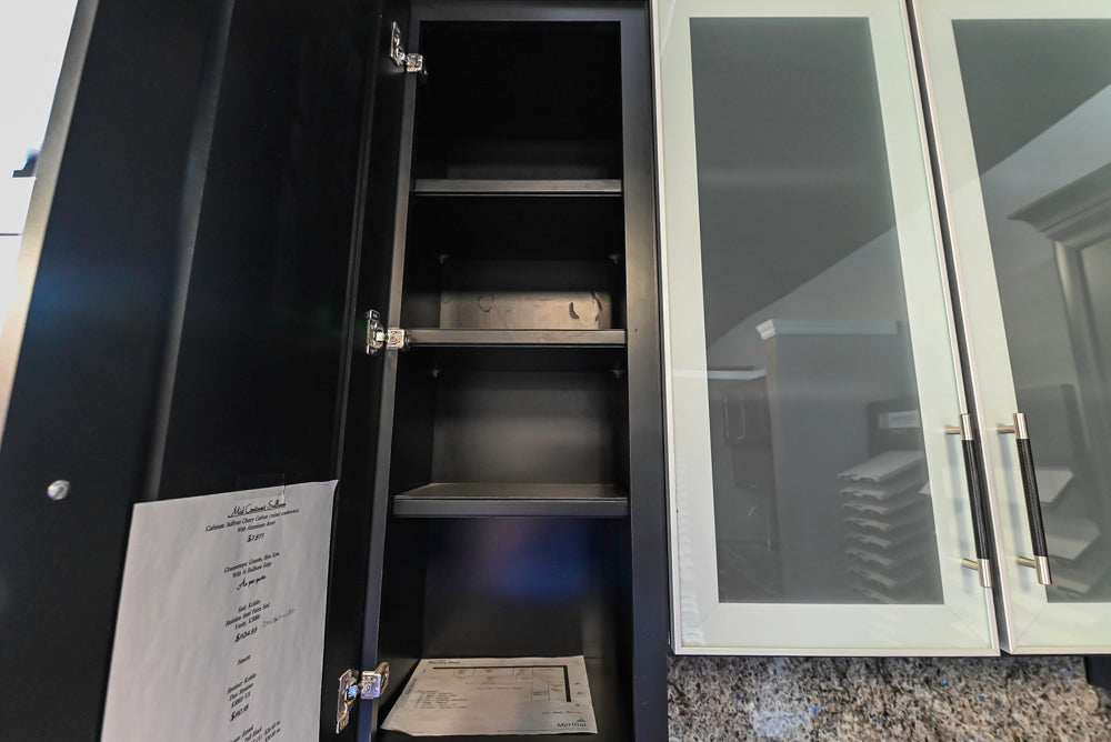 Mid Continent Sullivan Cherry Carbon Transitional Corner Pantry with Sink and Faucet