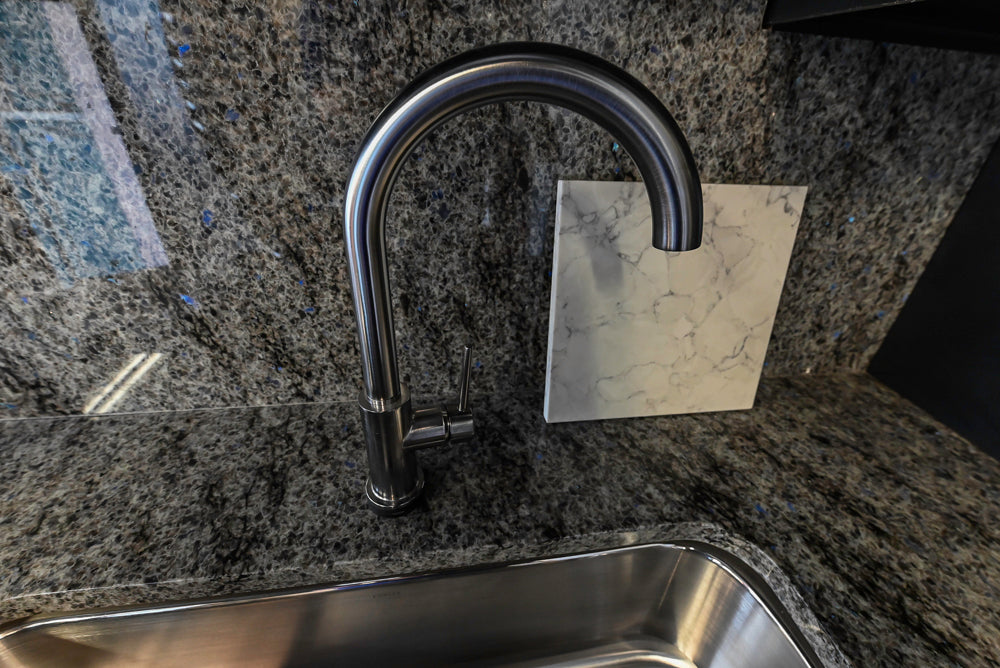 Mid Continent Sullivan Cherry Carbon Transitional Corner Pantry with Sink and Faucet