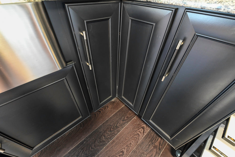 Mid Continent Sullivan Cherry Carbon Transitional Corner Pantry with Sink and Faucet