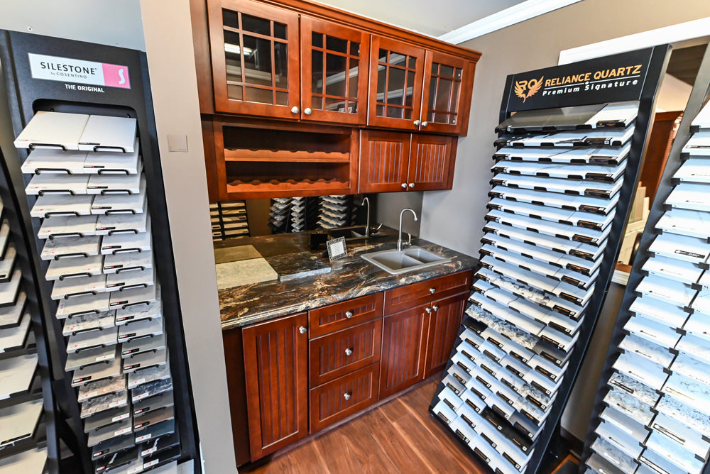 Merillat Traditional Wooden Butler's Pantry with Granite Countertops, Sink & Faucet