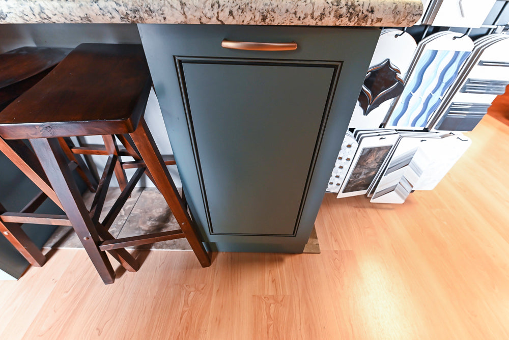 Custom Transitional Wooden Teal Side Pantry & Coffee Station