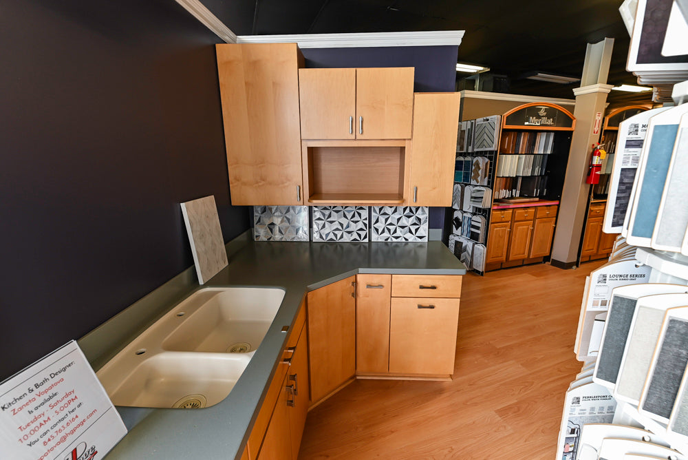 Merillat Classic Fusion Natural Maple Transitional Corner Pantry with Sink and Faucet