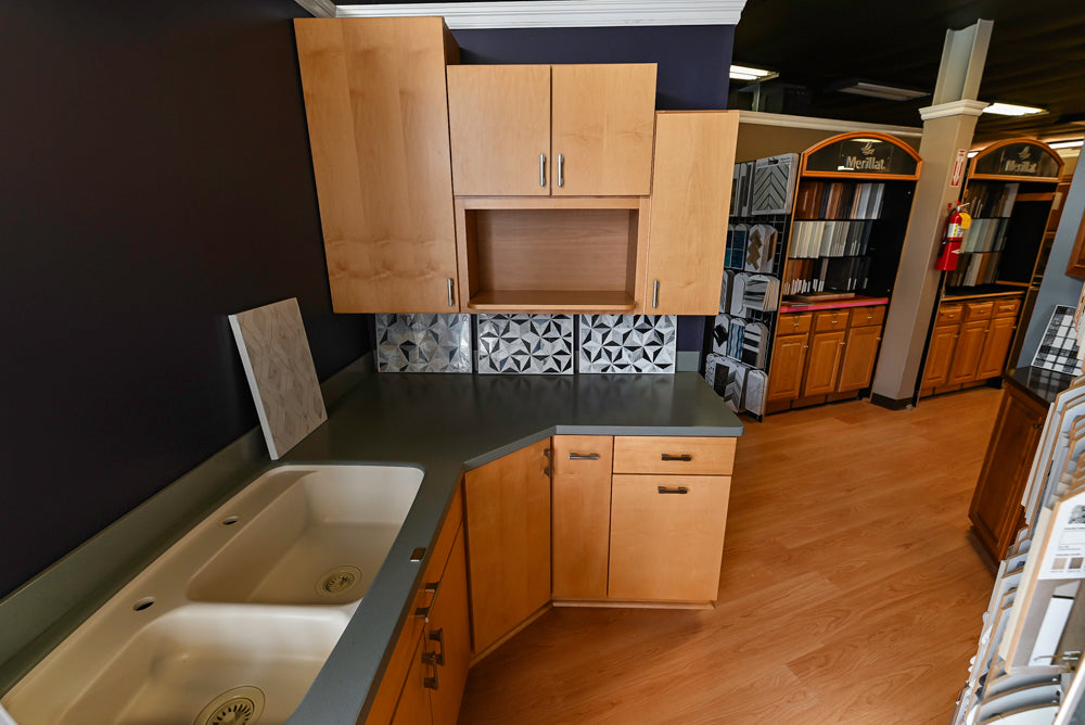 Merillat Classic Fusion Natural Maple Transitional Corner Pantry with Sink and Faucet