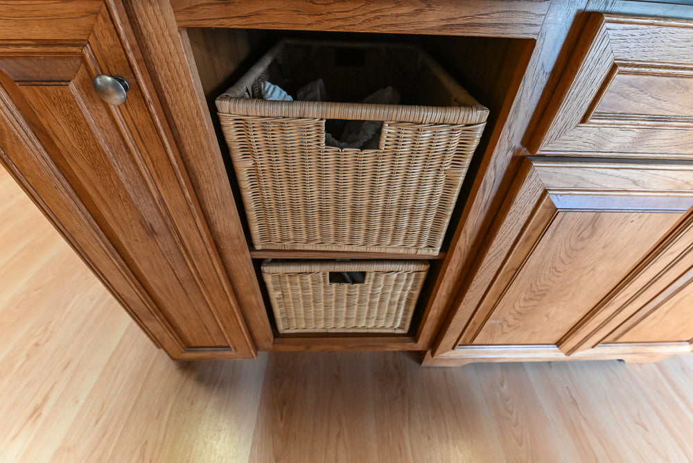Merillat Masterpiece Bentley Hickory Wood Partial Kitchen Corner Sink and Faucet