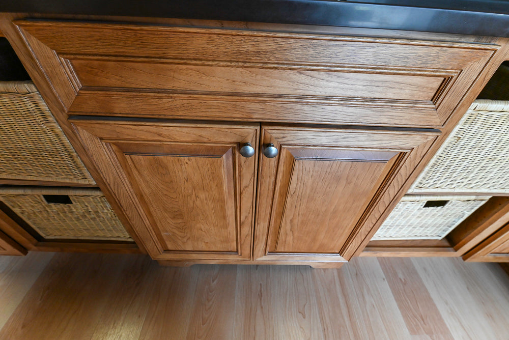 Merillat Masterpiece Bentley Hickory Wood Partial Kitchen Corner Sink and Faucet