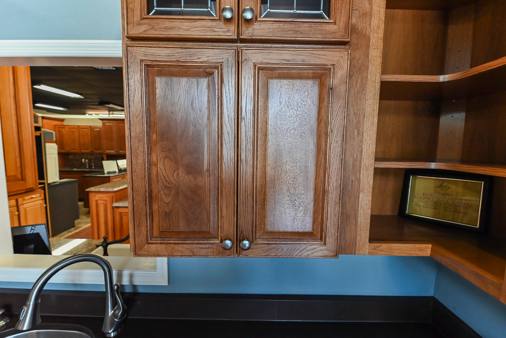 Merillat Masterpiece Bentley Hickory Wood Partial Kitchen Corner with Sink and Faucet