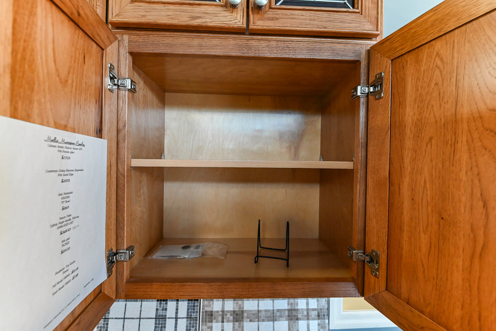Merillat Masterpiece Bentley Hickory Wood Partial Kitchen Corner with Sink and Faucet