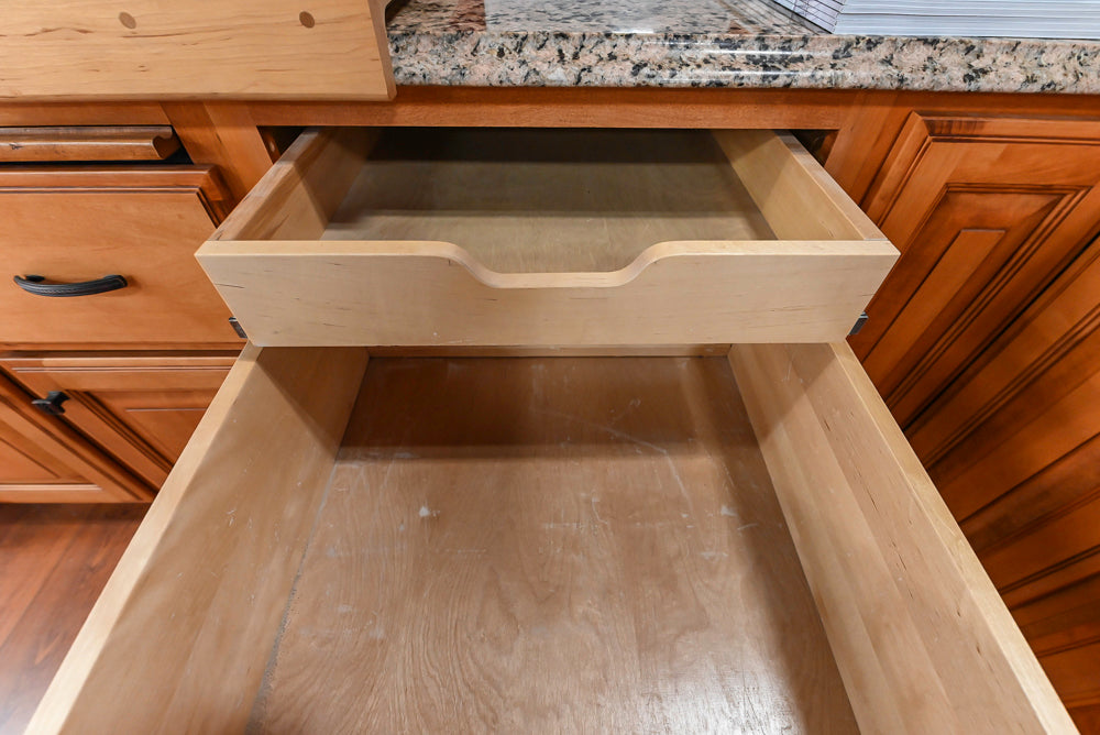 Decora Traditional Wooden Partial Kitchen with Island, Granite Countertops and Kohler Cast Iron Farmhouse Sink
