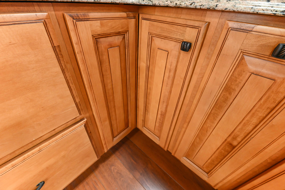 Decora Traditional Wooden Partial Kitchen with Island, Granite Countertops and Kohler Cast Iron Farmhouse Sink