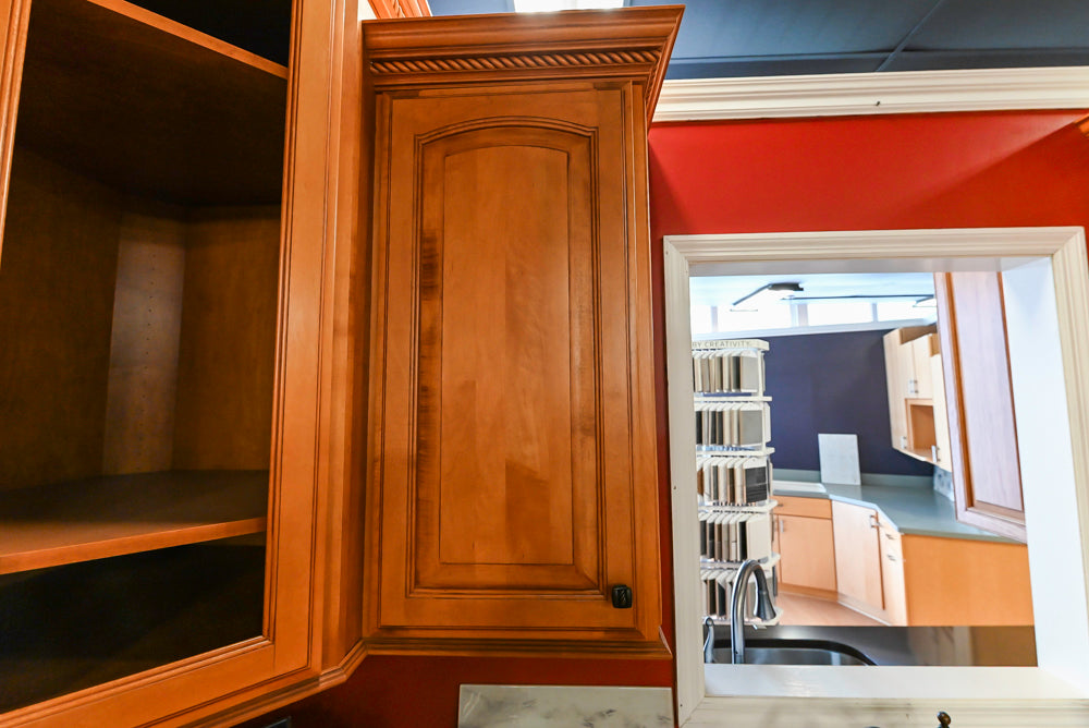 Decora Traditional Wooden Partial Kitchen with Island, Granite Countertops and Kohler Cast Iron Farmhouse Sink