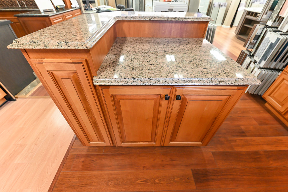 Decora Traditional Wooden Partial Kitchen with Island, Granite Countertops and Kohler Cast Iron Farmhouse Sink