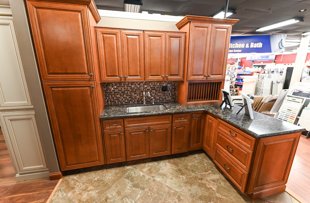 Wolf Classic Cabinets Hudson Wooden Traditional Partial Kitchen Cabinets with Sink and Faucet