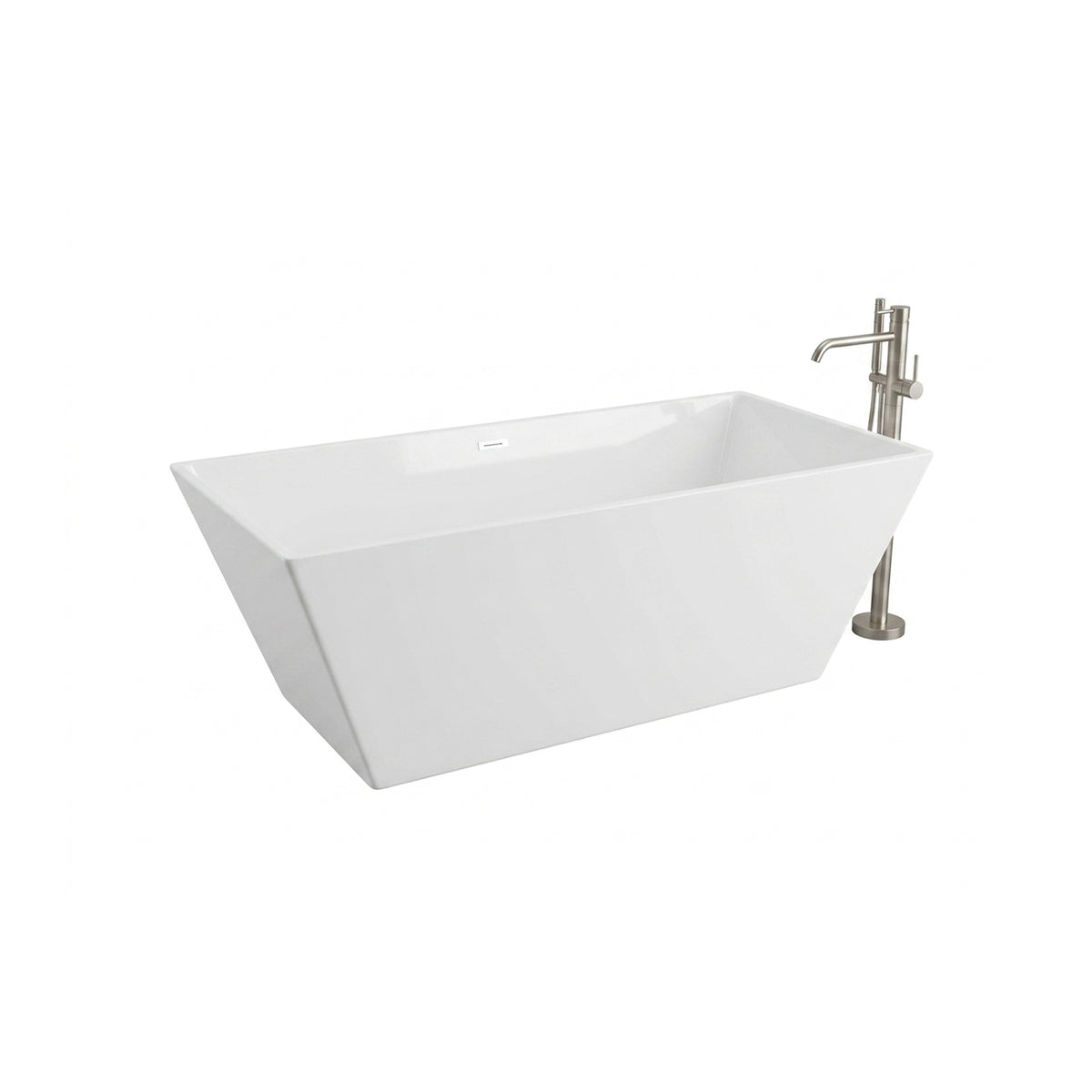 Fleurco Calando Grande White Freestanding Bathtub with Delta Tub Filler