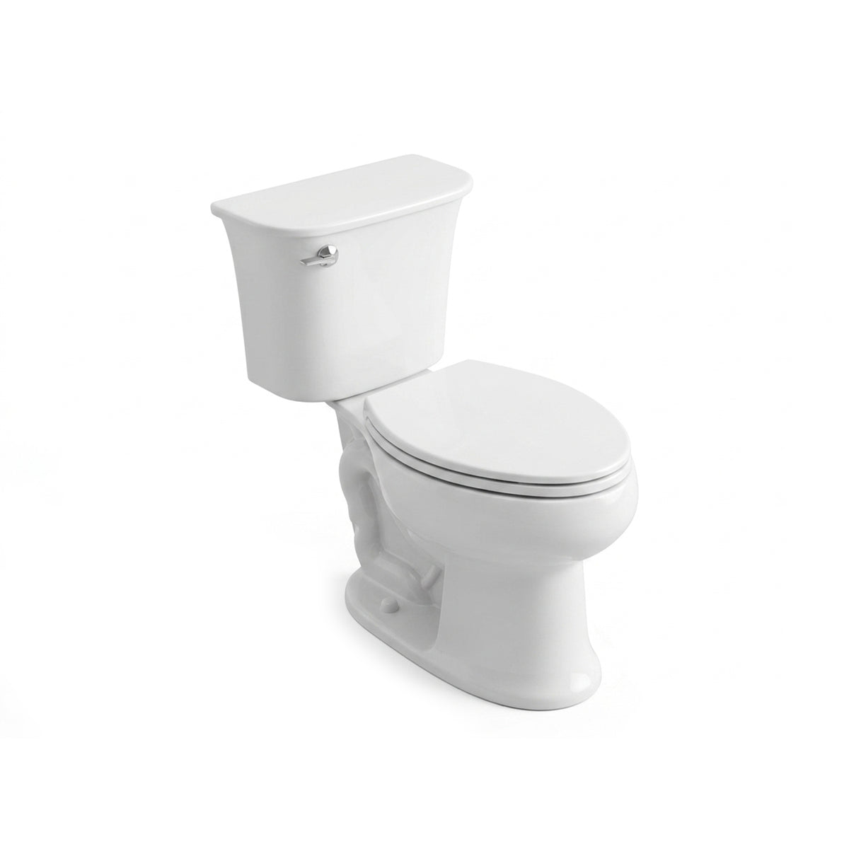 Sterling white elongated two-piece toilet with glossy finish