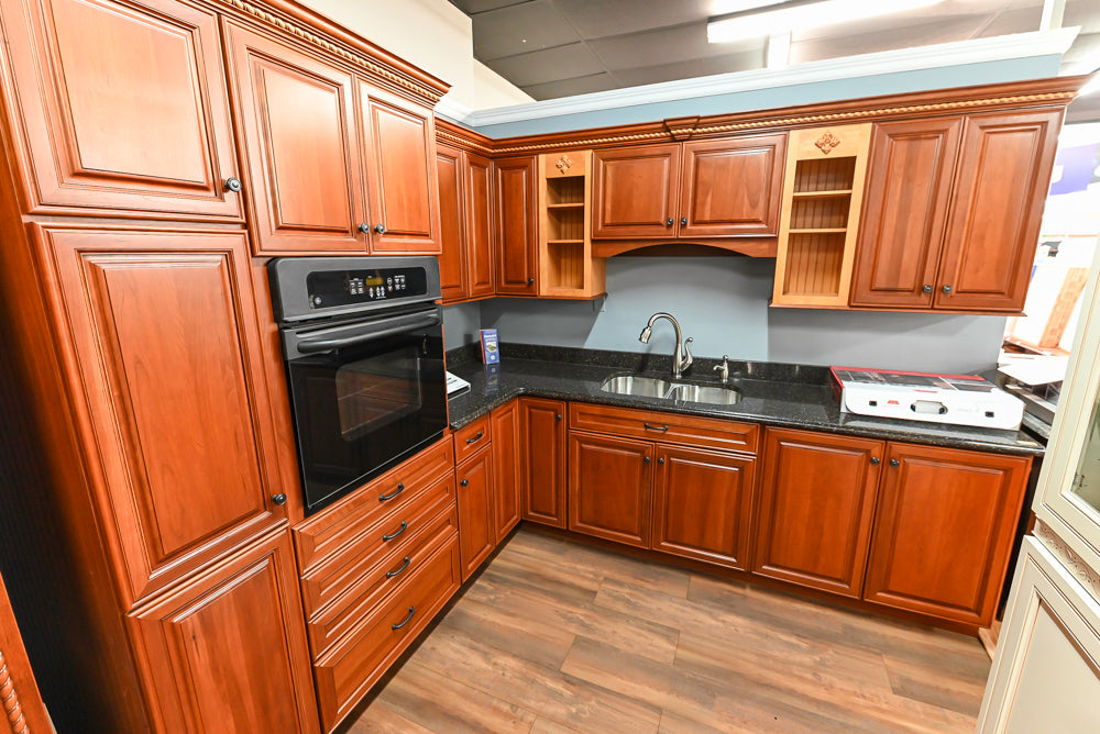 Decora Galleria Cherry Wood Traditional Partial Kitchen with Sink and Faucet