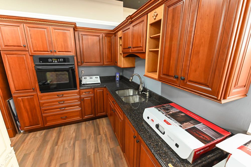 Decora Galleria Cherry Wood Traditional Partial Kitchen with Sink and Faucet