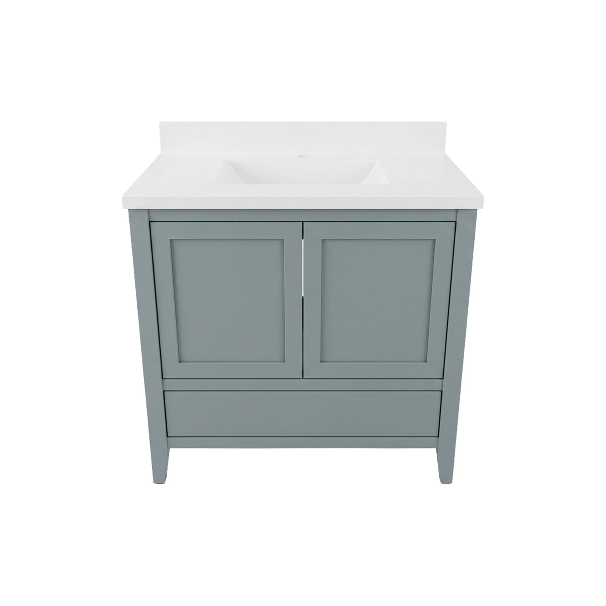 Custom Transitional 37" Grey Wooden Freestanding Single Vanity with Top