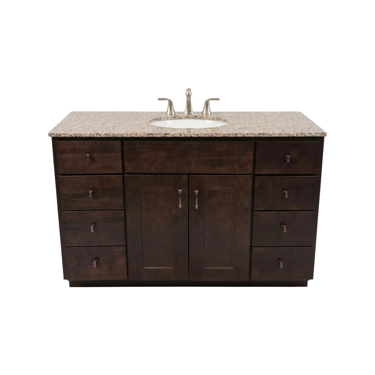 Custom 49 inch transitional wood freestanding single vanity with stone top