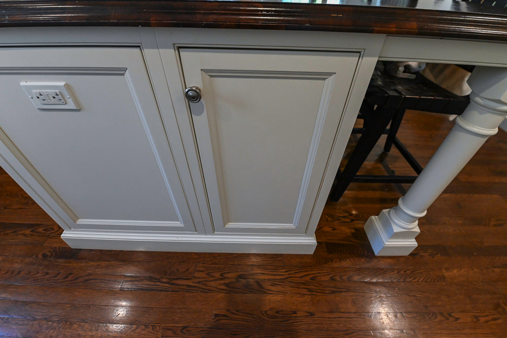 Plain & Fancy Traditional White Kitchen with Island, Marble Countertops & Appliances