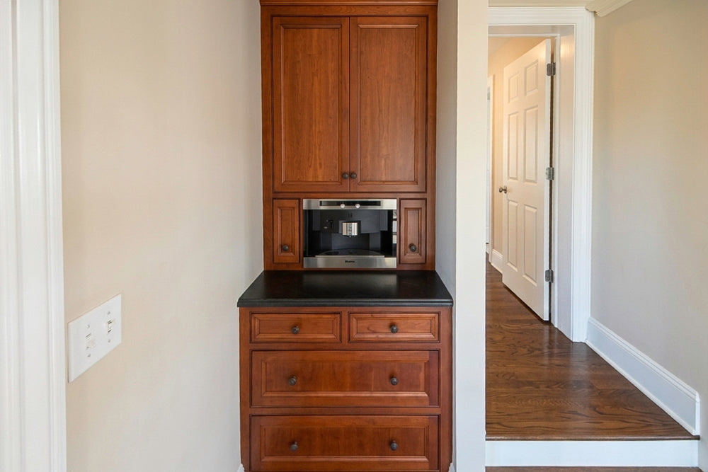 Plain & Fancy Traditional Wooden Side Pantry with Miele Coffee System