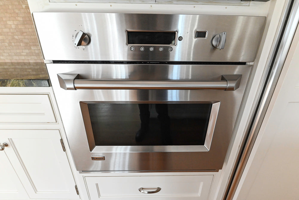 "The Providence" Custom Traditional White Kitchen with Wood Top Island & Monogram Appliances