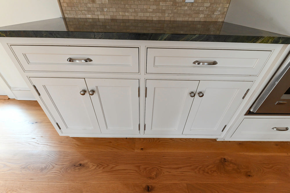 "The Providence" Custom Traditional White Kitchen with Wood Top Island & Monogram Appliances