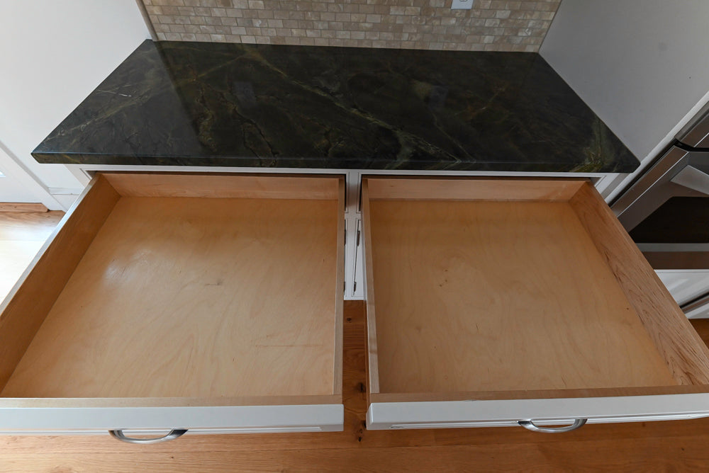 "The Providence" Custom Traditional White Kitchen with Wood Top Island & Monogram Appliances