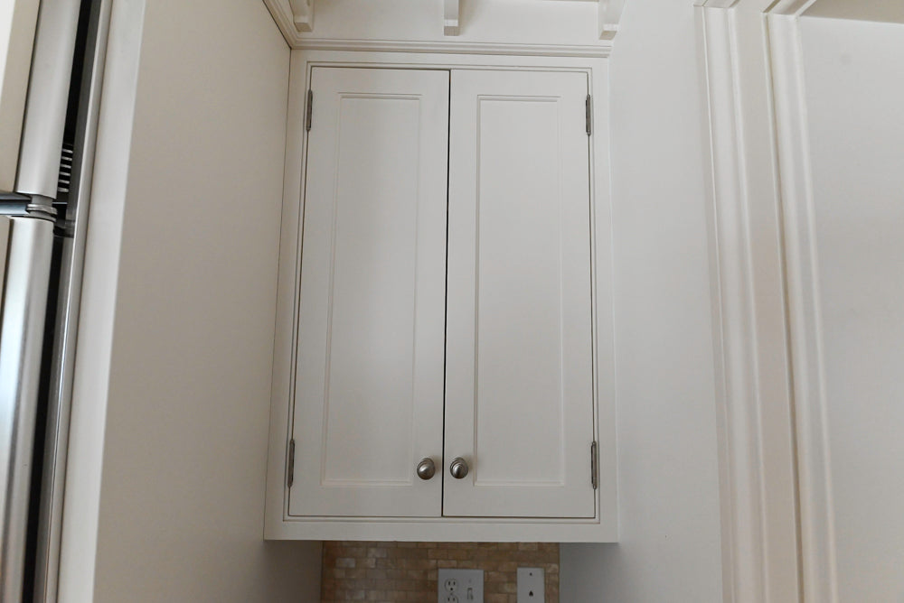 "The Providence" Custom Traditional White Kitchen with Wood Top Island & Monogram Appliances