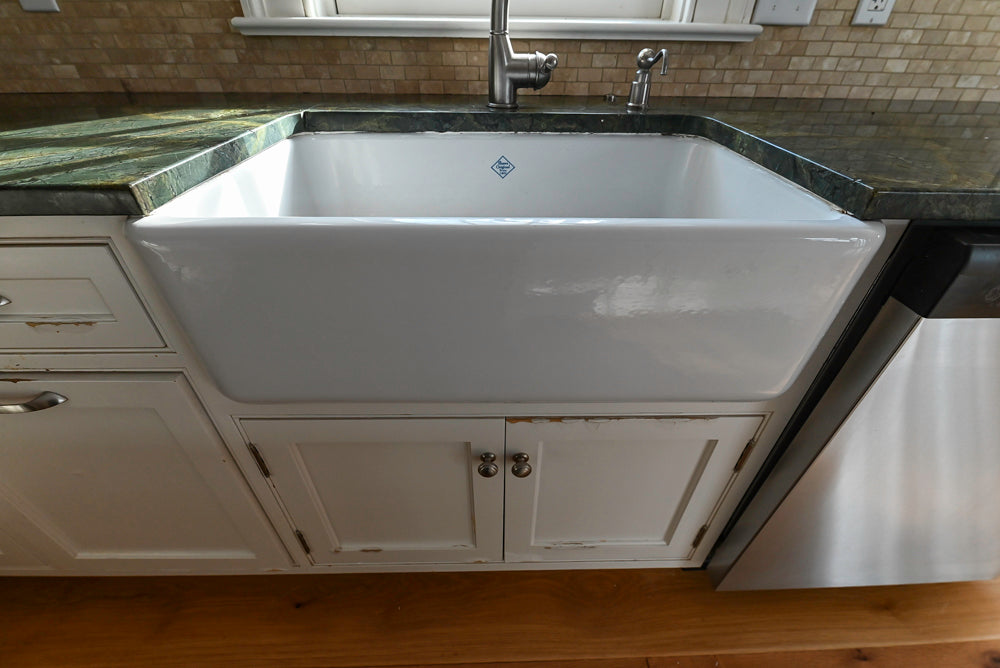 "The Providence" Custom Traditional White Kitchen with Wood Top Island & Monogram Appliances