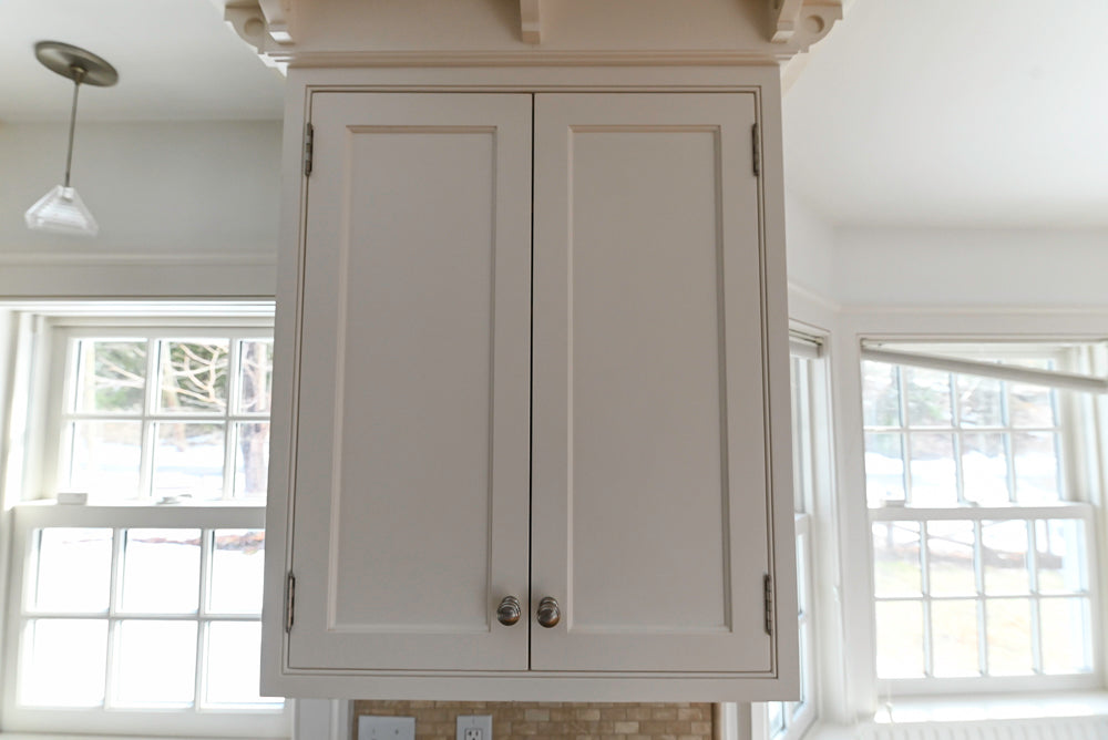 "The Providence" Custom Traditional White Kitchen with Wood Top Island & Monogram Appliances