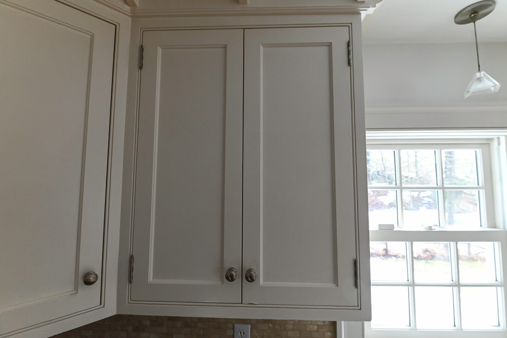 "The Providence" Custom Traditional White Kitchen with Wood Top Island & Monogram Appliances