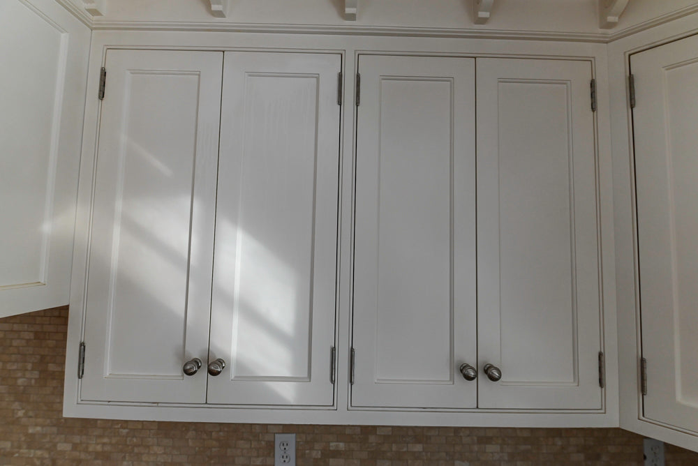 "The Providence" Custom Traditional White Kitchen with Wood Top Island & Monogram Appliances