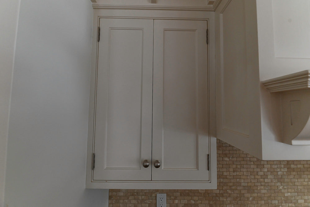 "The Providence" Custom Traditional White Kitchen with Wood Top Island & Monogram Appliances