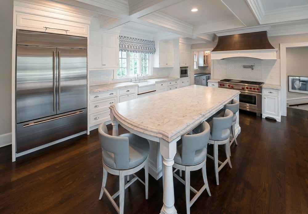 Premier Custom-Built White Transitional Kitchen with Island & Appliances