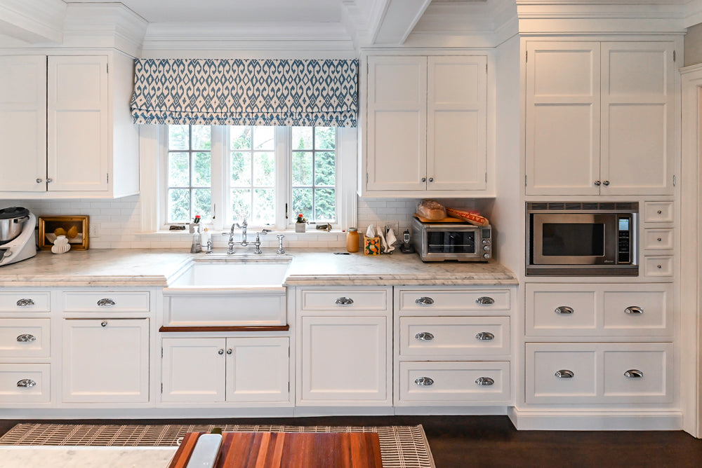 Premier Custom-Built White Transitional Kitchen with Island & Appliances