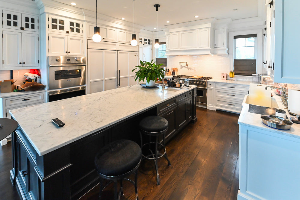 "The Prescott" Transitional White Kitchen with Island, Sub-Zero & Viking Appliances