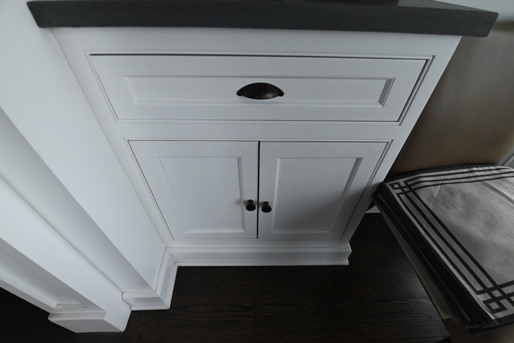 "The Prescott" Transitional White Kitchen with Island, Sub-Zero & Viking Appliances