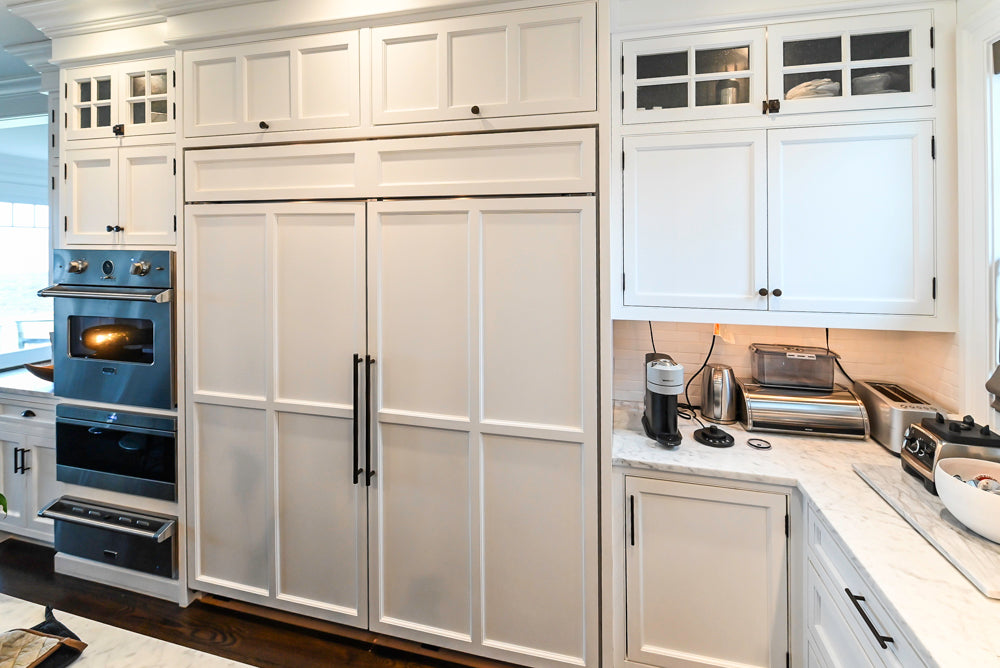 "The Prescott" Transitional White Kitchen with Island, Sub-Zero & Viking Appliances