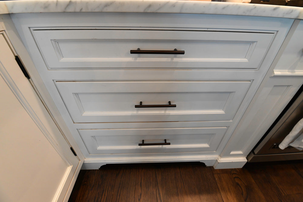 "The Prescott" Transitional White Kitchen with Island, Sub-Zero & Viking Appliances