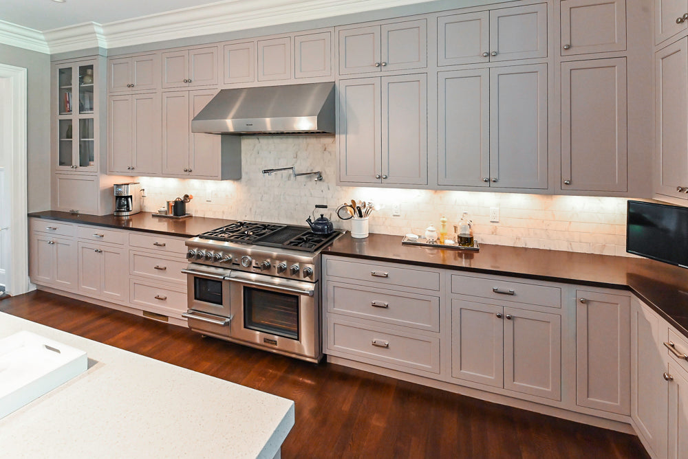 Plain & Fancy Repose Gray Transitional Kitchen with Thermador Appliances