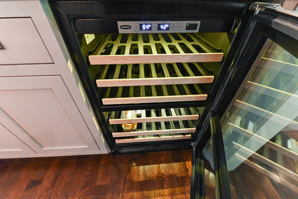 Plain & Fancy Repose Gray Transitional Butler's Pantry with Ice Maker & Wine Cooler
