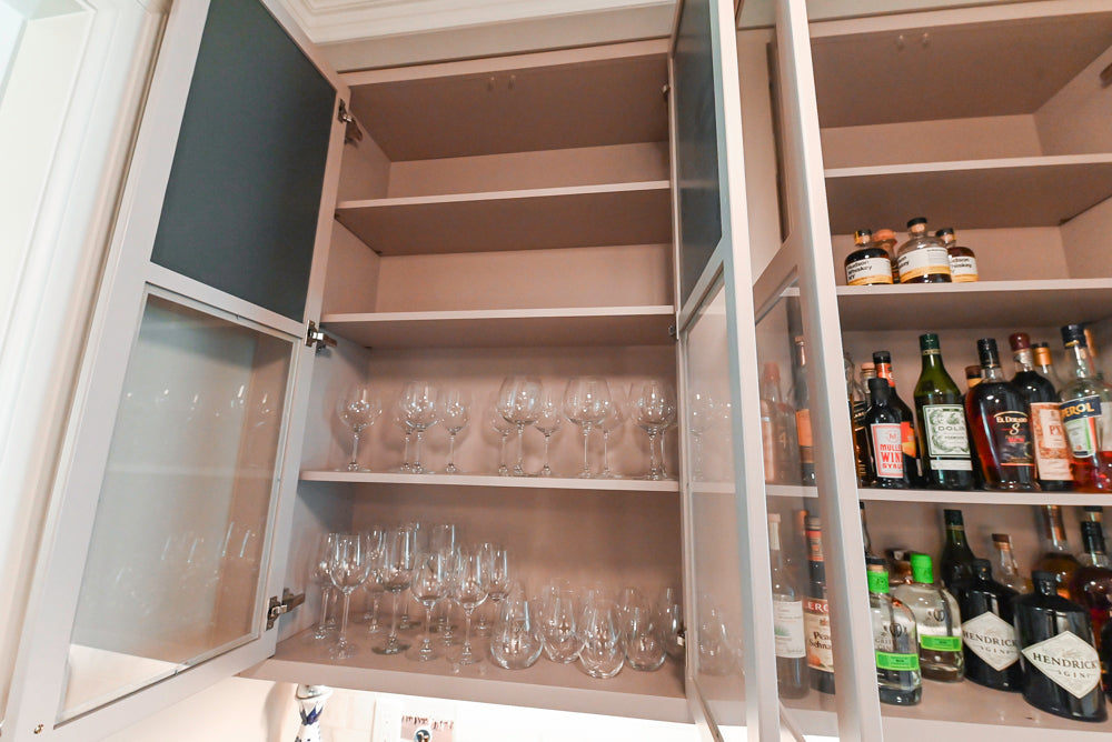 Plain & Fancy Repose Gray Transitional Butler's Pantry with Ice Maker & Wine Cooler
