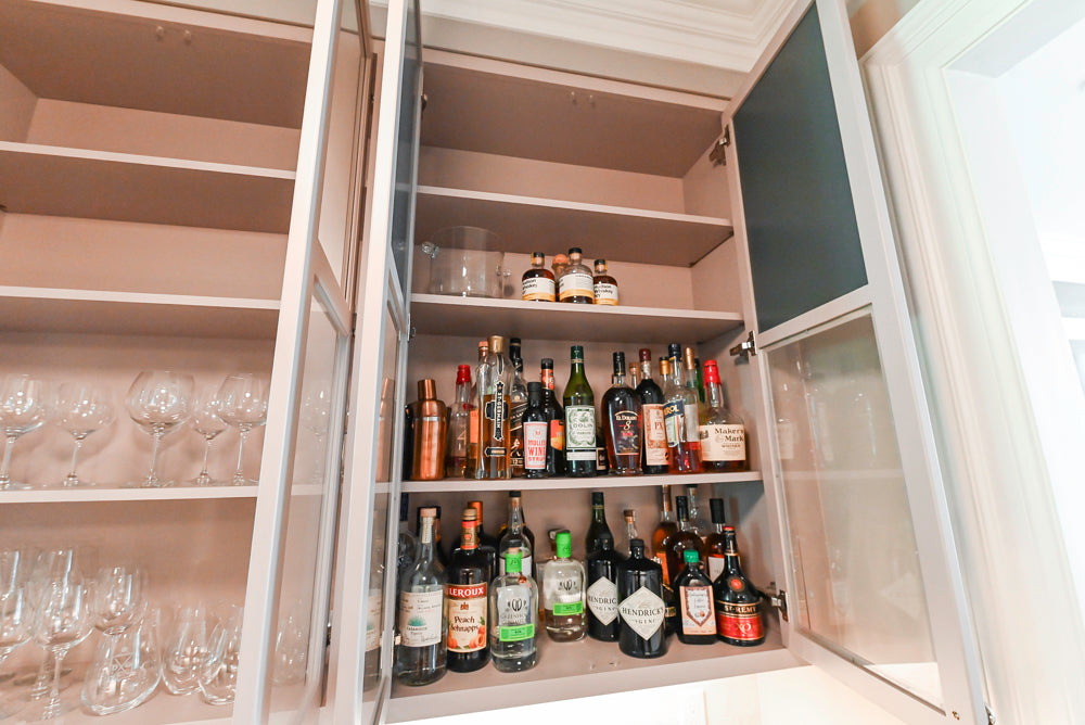 Plain & Fancy Repose Gray Transitional Butler's Pantry with Ice Maker & Wine Cooler