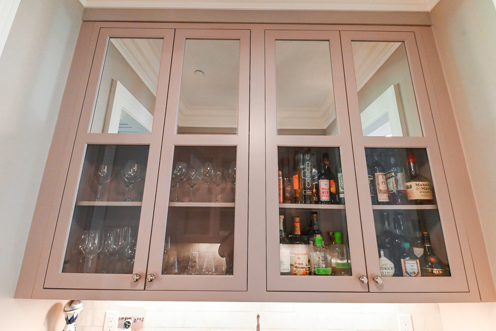 Plain & Fancy Repose Gray Transitional Butler's Pantry with Ice Maker & Wine Cooler