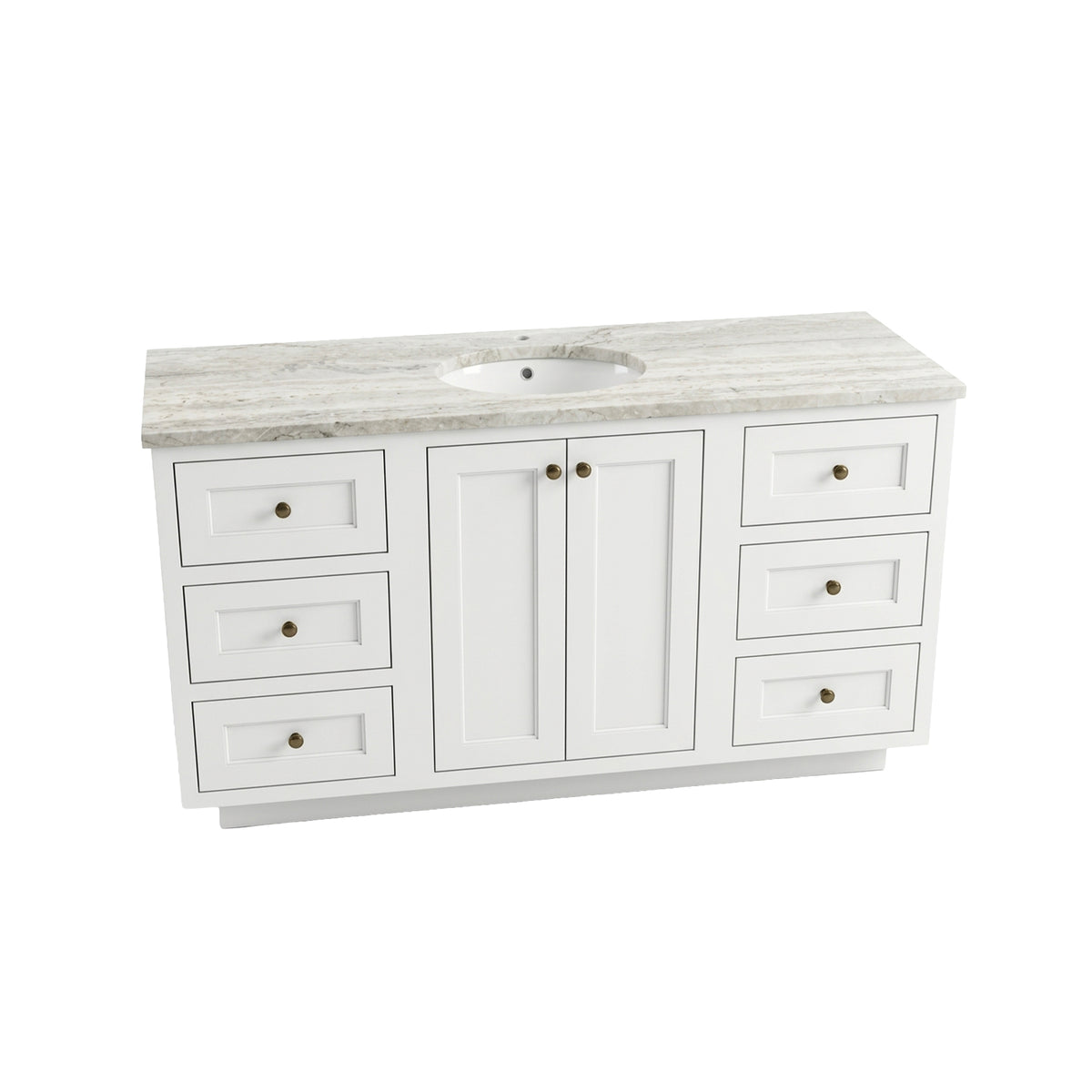 Klaff's 61" Transitional White Single Freestanding Vanity