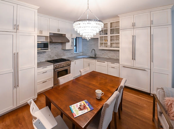 Plain & Fancy Transitional White Kitchen with Thermador Range