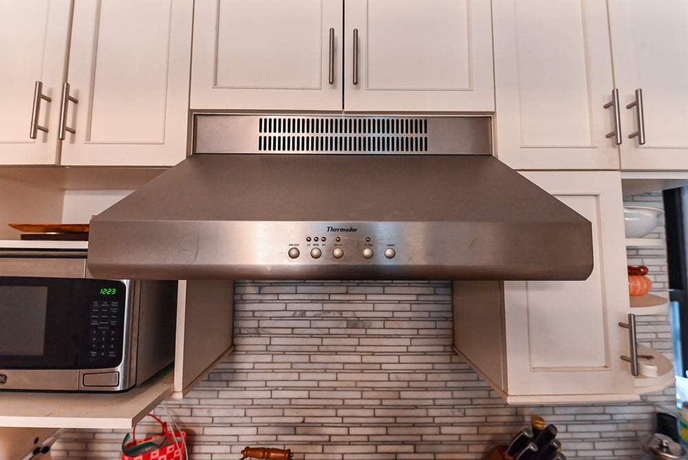 Plain & Fancy Transitional White Kitchen with Thermador Range