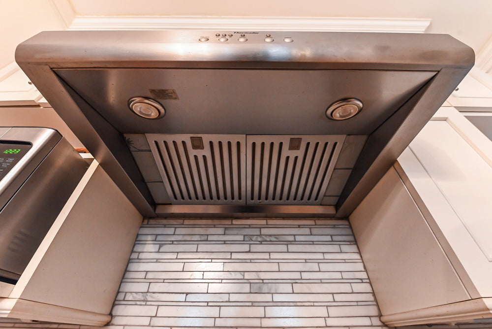 Plain & Fancy Transitional White Kitchen with Thermador Range